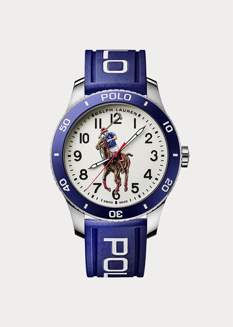 Relojes Polo Ralph Lauren Hombre Polo Watch Blue Bezel White Dial Chile Blancas UZTFR-7650